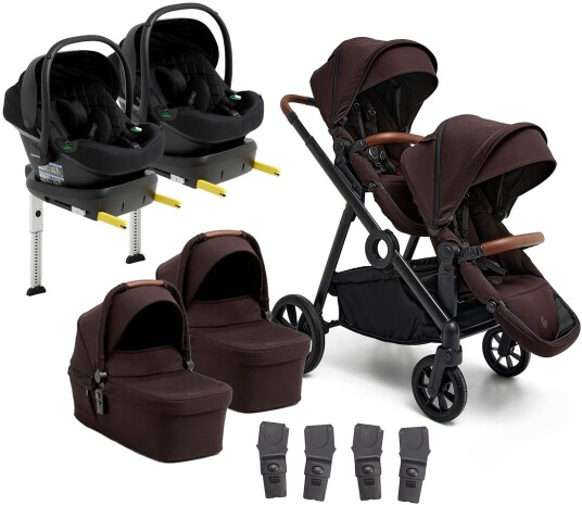 Beemoo Pro Multi 2 Tvillingvogn inkl Route i-Size Babybilstol & Base Espresso Brown/Black Stone