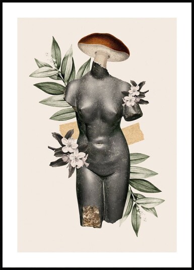 Antique Female Sculpture with Botanical Elements Plakat Plakat / 30x40cm