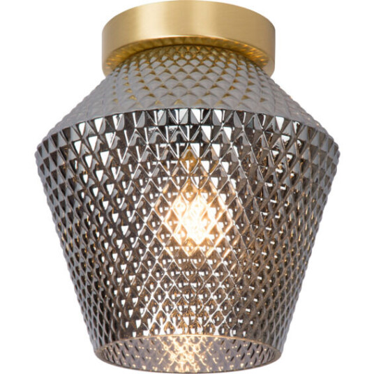 Lucide Rosalind Taklampe E27 Messing/Røykfarget Glass - 92040