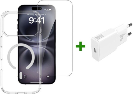 4Smarts 3-i-1 Premium Starter Set for iPhone 17 Pro Max MagSafe Deksel og Skjermbeskyttelse, Gjennomsiktig/Hvit