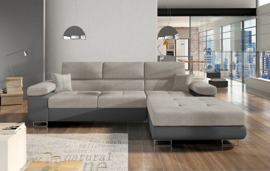 Seksjon Eltap Armando 289x85x203 cm Soro 83 Soft 29 Hvit Grå Høyre