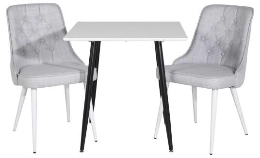 Venture Design Polar & Velvet spisegruppe Hvit/grå 2 st stoler & bord 75 x 75 cm