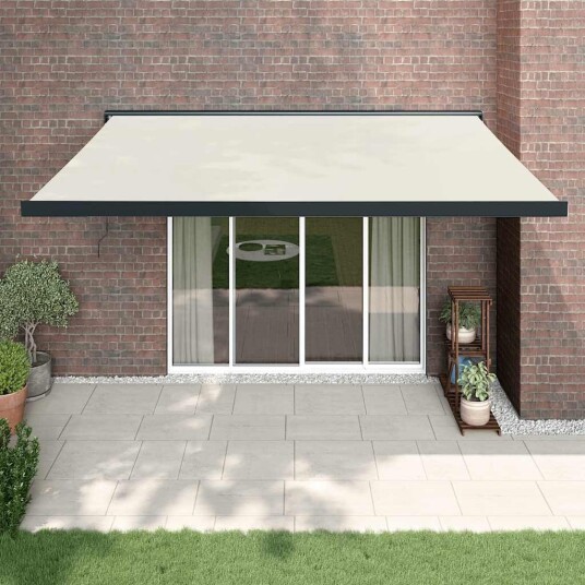 Uttrekkbar markise kremhvit 4,5x3 m stoff og aluminium