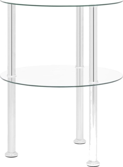 vidaXL Sidebord 2 etasjer gjennomsiktig 38 cm herdet glass