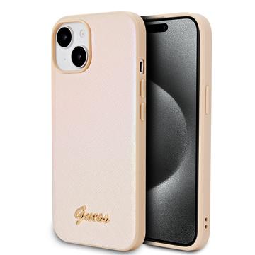 Guess Pu Leather Rainbow Metal Case For Iphone 15 Gold