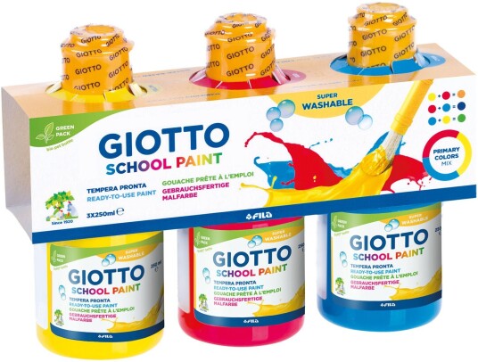 Giotto Washable Paint Farger 250 ml Gul/Blå/Rød