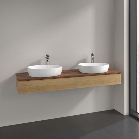 Villeroy & Boch Antao Servantskap med 2 skuffer 160x50x19 cm m/lys Eik/Valnøtt Villeroy & Boch Antao Servantskap med 2 skuffer 160x50x19 cm m/lys Eik/Valnøtt