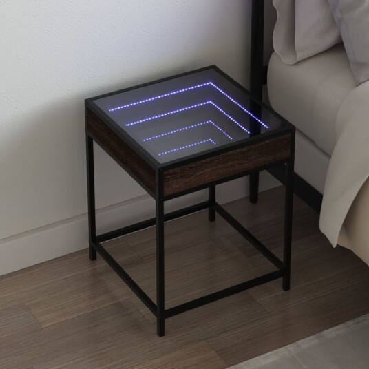  Salongbord med Infinity LED brun eik 40x40x51 cm 3284095