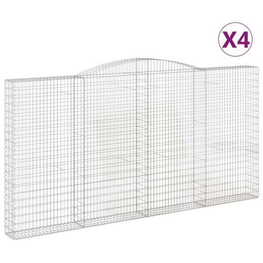 vidaXL Gabionkurver buede 4 stk 400x30x200/220 cm galvanisert jern