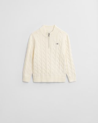 Gant Barnegenser i bomull med kabelstrikket glidelås CREAM 98/104