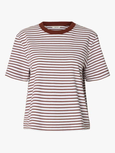 Selected Femme Essential Short Sleeve Striped Boxy Tee Striper L