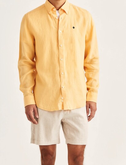 Morris Douglas Linen Shirt Classic Fit   Orange   XXL