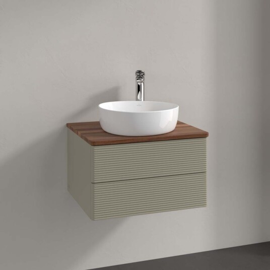 Villeroy & Boch Antao Servantskap med 2 skuffer 60x50x36 cm u/lys Steingrå/Valnøtt Villeroy & Boch Antao Servantskap med 2 skuffer 60x50x36 cm u/lys Steingrå/Valnøtt
