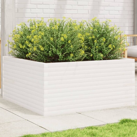 Plantekasse hvit 100x100x46 cm heltre furu