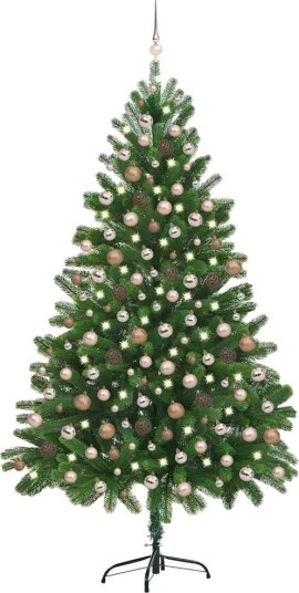 vidaXL Kunstig juletre med LED og kulesett 210 cm grønn