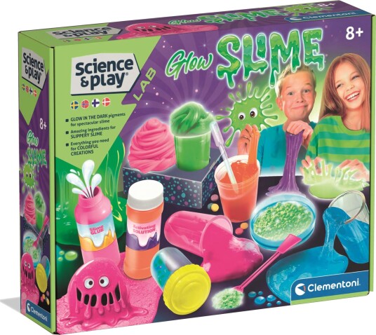 Clementoni Fluo Slime Sett Gøyalt Og Lærerikt Kjemisett For Barn 8+ År