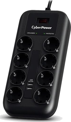 CyberPower P0820SUF0-DE 8-Port Surge Protection with 2x USB-A Ports CyberPower P0820SUF0-DE 8-Port Surge Protection with 2x USB-A Ports