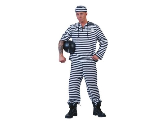 Espa Sort Og Hvid Fangedragt Kostume Espa Sort Og Hvid Fangedragt Kostume