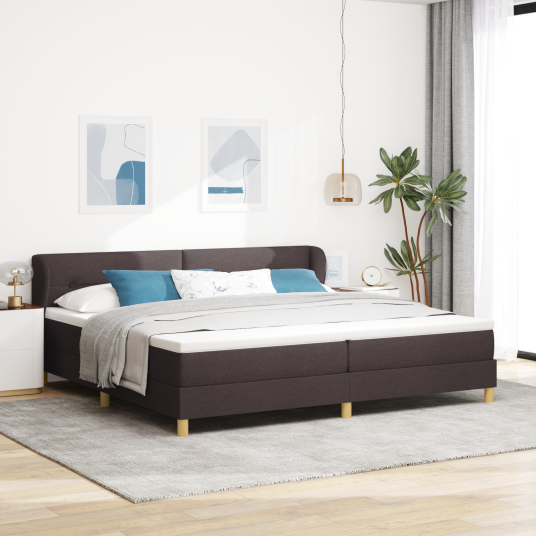 Box Spring seng med madrass mørk brun 200x200 cm stoff