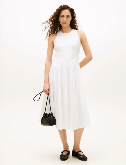 Tommy Hilfiger Linen Blend Hourglass Midi Drs White 40