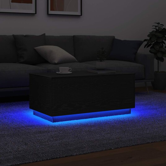 Salongbord med LED lys svart eik 90x50x40 cm Salongbord med LED lys svart eik 90x50x40 cm