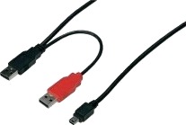 Tecline 2X Usb A Mini Usb B 0,8 M Mini-Usb B 2 X Usb A Usb 2.0 Hankjønn/Hankjønn Sort Rød