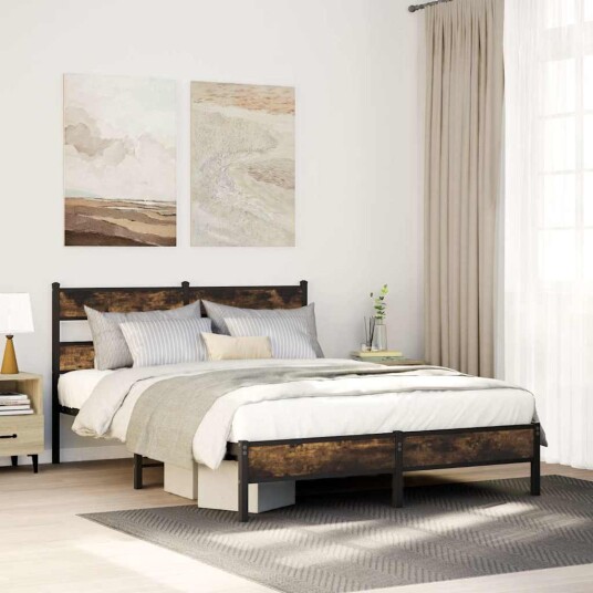 Sengeramme uten madrass med hodegavl sonoma eik 160x200 cm 8721158377920