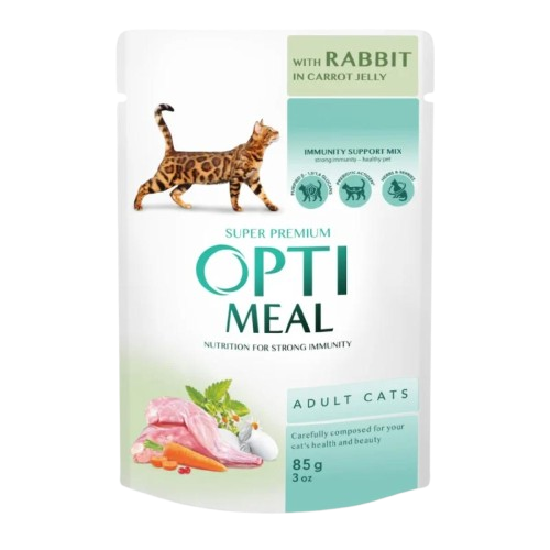 Adult Cats With Rabbit In Carrot Jelly 12 X 85 G Katt Kattefôr Våtfôr Optimeal