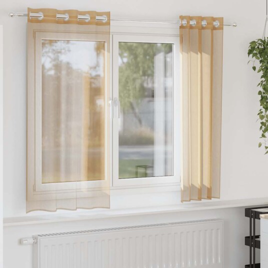 Voilegardiner med grommets 2 stk sand 8721158551368