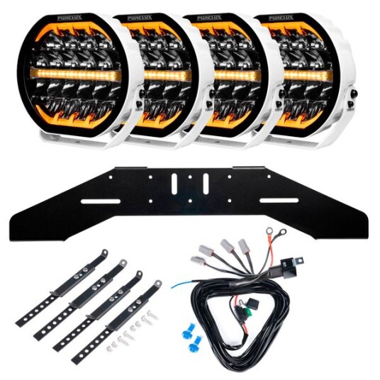 Ekstralys PURELUX Ranger 9 Hvit Rund / 23 cm / 160W 4 stk Komplett pakke WRC