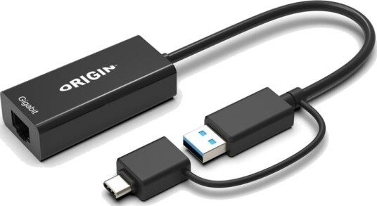 Origin Storage Nettverksadapter Superspeed Usb 3.0 / Usb-C 3.0 Gigabit Ethernet X 1 Svart