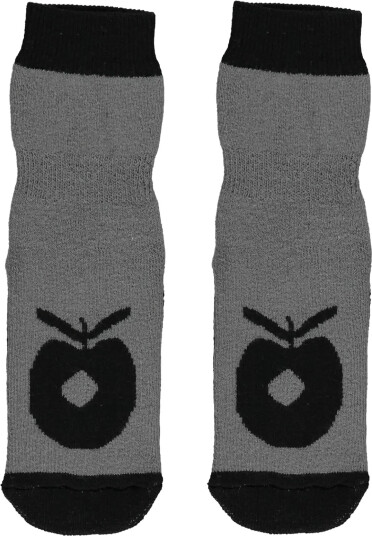 Småfolk Non Slip Ankle Socks With Apple   Grey   23 25