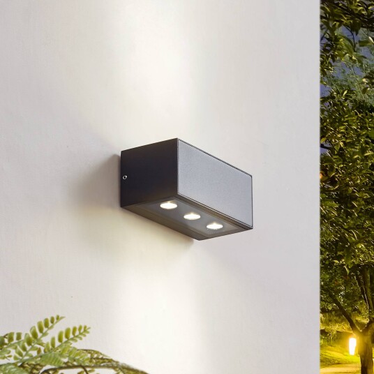 Lucande utendørs vegglampe Selim lengde 15,3 cm svart