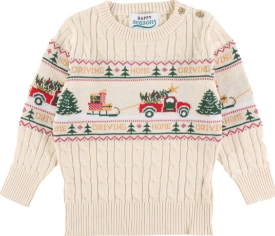 Jule Sweaters Genser Strikk Kjøring Home Kabel Jule Sweater 5 6 år (110 116) Genser Beige Grønn Gul Hvit Rød