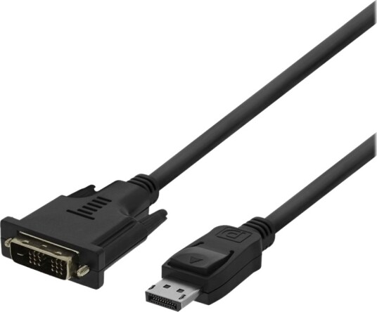 Deltaco Adapterkabel Displayport Hann Låst Til Dvi D Hann Gjenget 1 M 1080P Støtte 60 Hz Svart