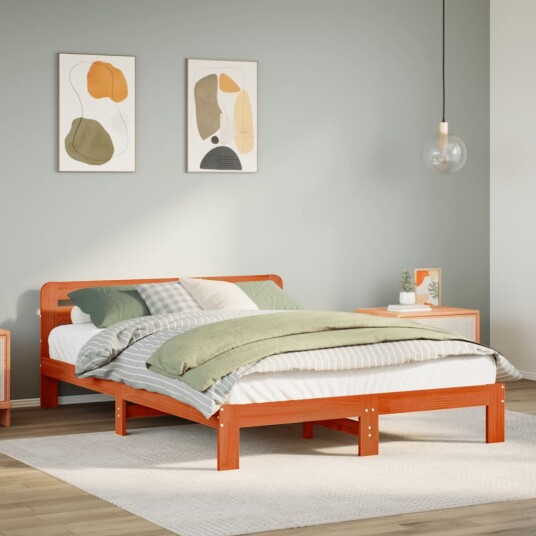  Sengeramme uten madrass brun 135x190 cm heltre furu 8721158395887
