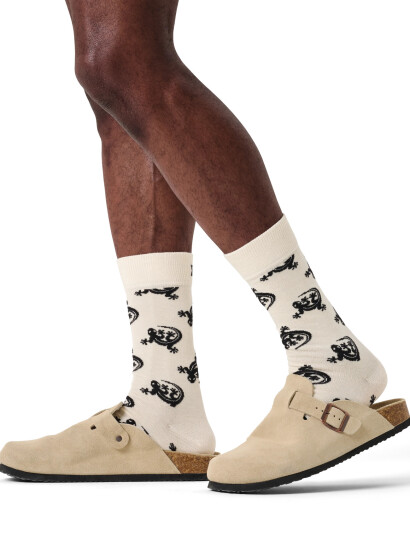 Happy Socks Lizard Sock   White   36 40