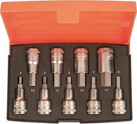 BAHCO 1/2" Unbrako Bitspipesett 9 deler med Koffert 4-17mm