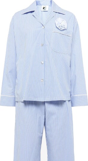 Sleeper The Rose Cotton Pajama Set   WHITE&BLUE   XS