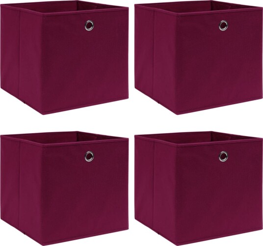 vidaXL Oppbevaringsbokser 4 stk mørkerød 32x32x32 cm stoff