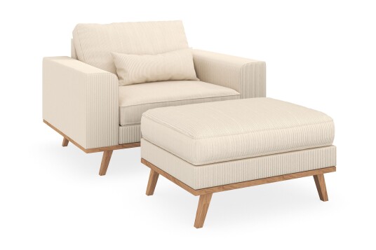 Scandinavian Choice Copenhagen Lenestol med Fotskammel Lysebeige
