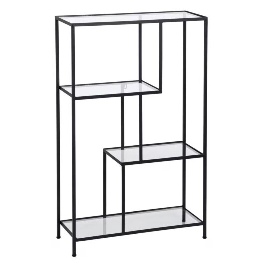 Bokhylla Svart Glas Järn 65 x 25 x 110 cm