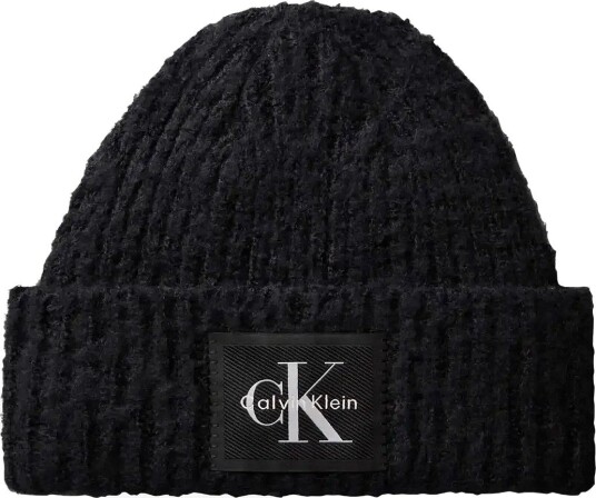 Calvin Klein Brushed Solid Chunky Rib Beanie - BLACK - One Size
