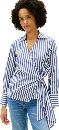 Tommy Hilfiger Poplin Knot Blouse With Ls Navy 36