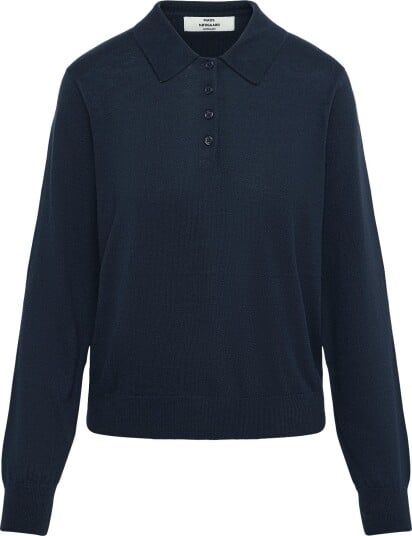 Mads Nørgaard Fine Merino Rosa Polo Knit Navy S