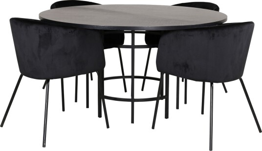 Copenhagen Matgruppe 140 cm Rund med 4 Berit stoler - Sort