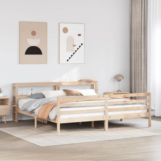  Sengeramme med hodegavl 200x200 cm heltre furu 3305951