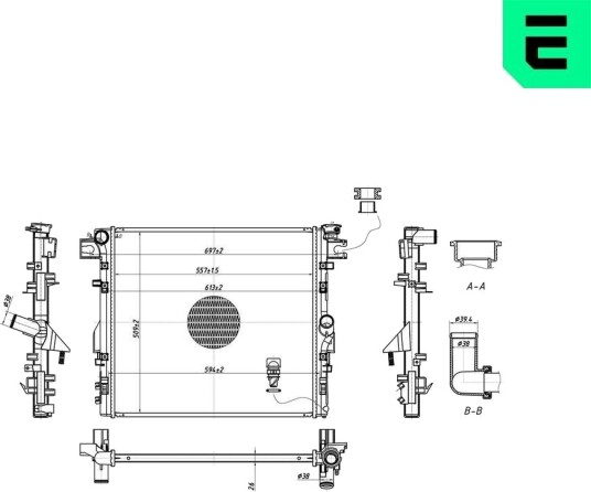 ERA 673502 Radiator, motorkjøling ERA 673502 Radiator, motorkjøling