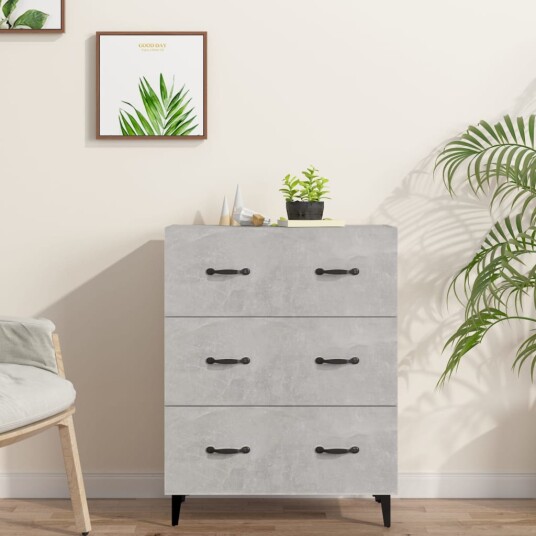vidaXL Skjenk betonggrå 69,5x34x90 cm konstruert tre
