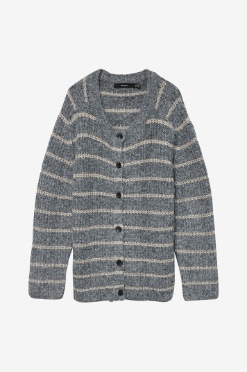 Vero Moda Curve Kardigan vmcAwesome Shine LS O nck Stripe Grå